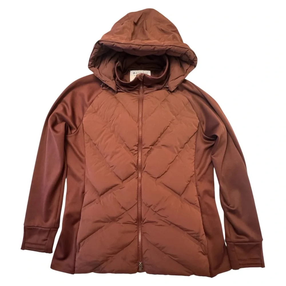 Athleta Inlet Burgundy Puffer Down Filled Jacket - Picture 3 of 13